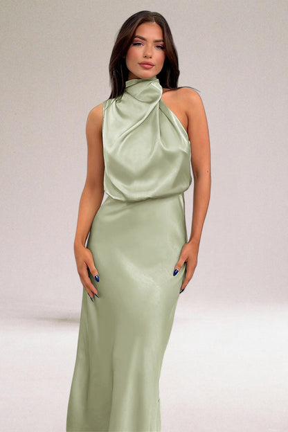 Katie™ | Glamorous Satin Halterneck Dress