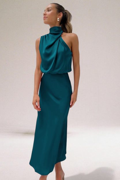 Katie™ | Glamorous Satin Halterneck Dress