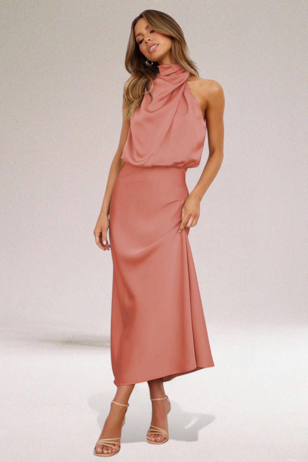 Katie™ | Glamorous Satin Halterneck Dress