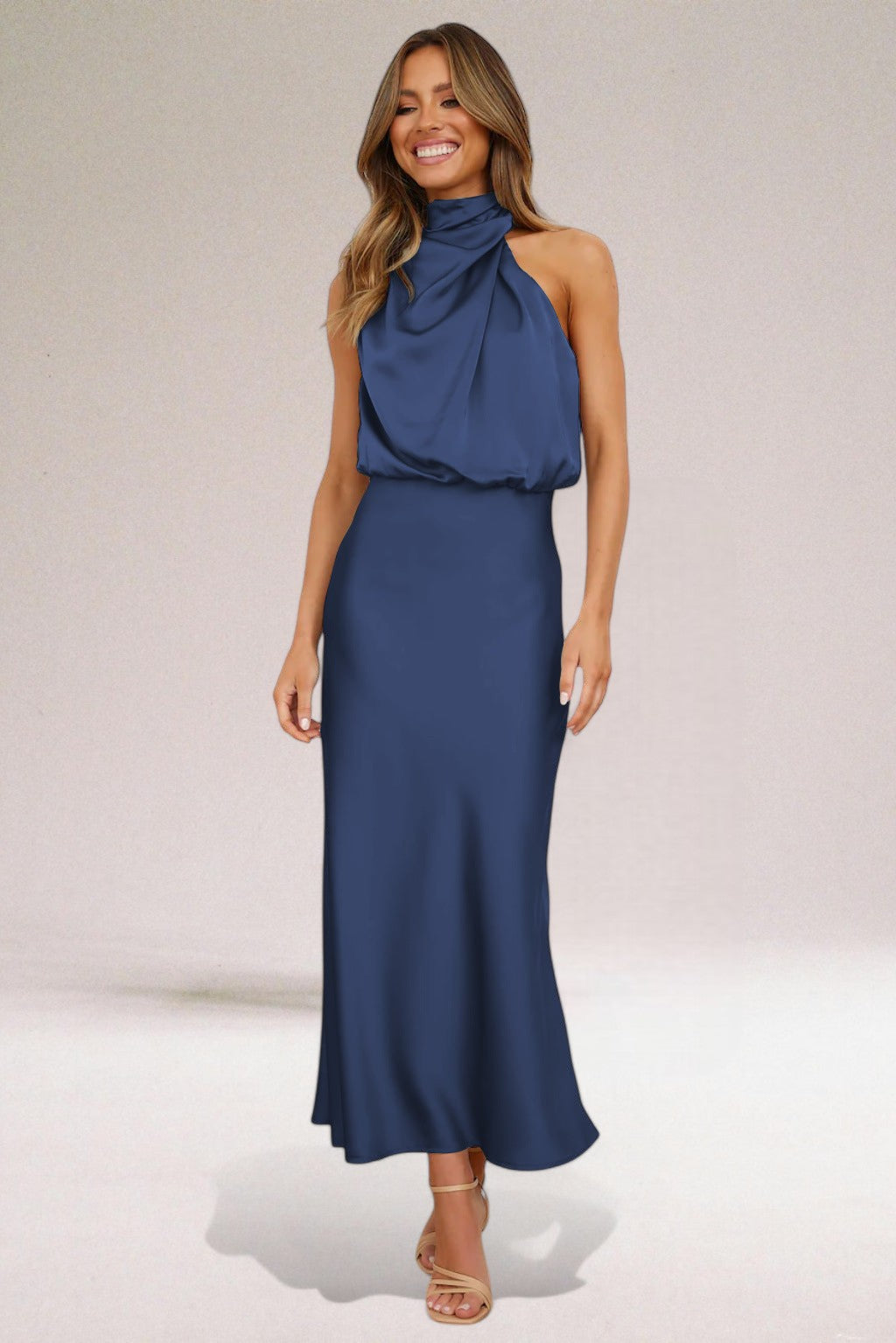 Katie™ | Glamorous Satin Halterneck Dress