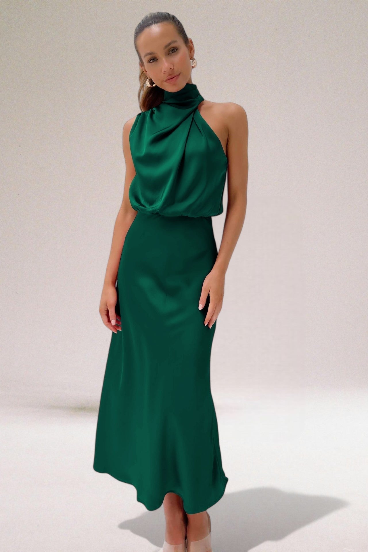 Katie™ | Glamorous Satin Halterneck Dress