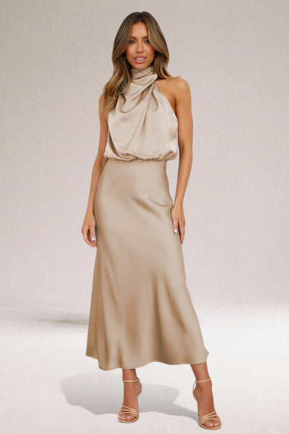 Katie™ | Glamorous Satin Halterneck Dress